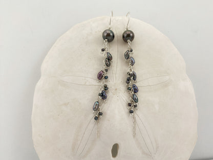 Tahitian & Freshwater Pearl Cluster Earrings