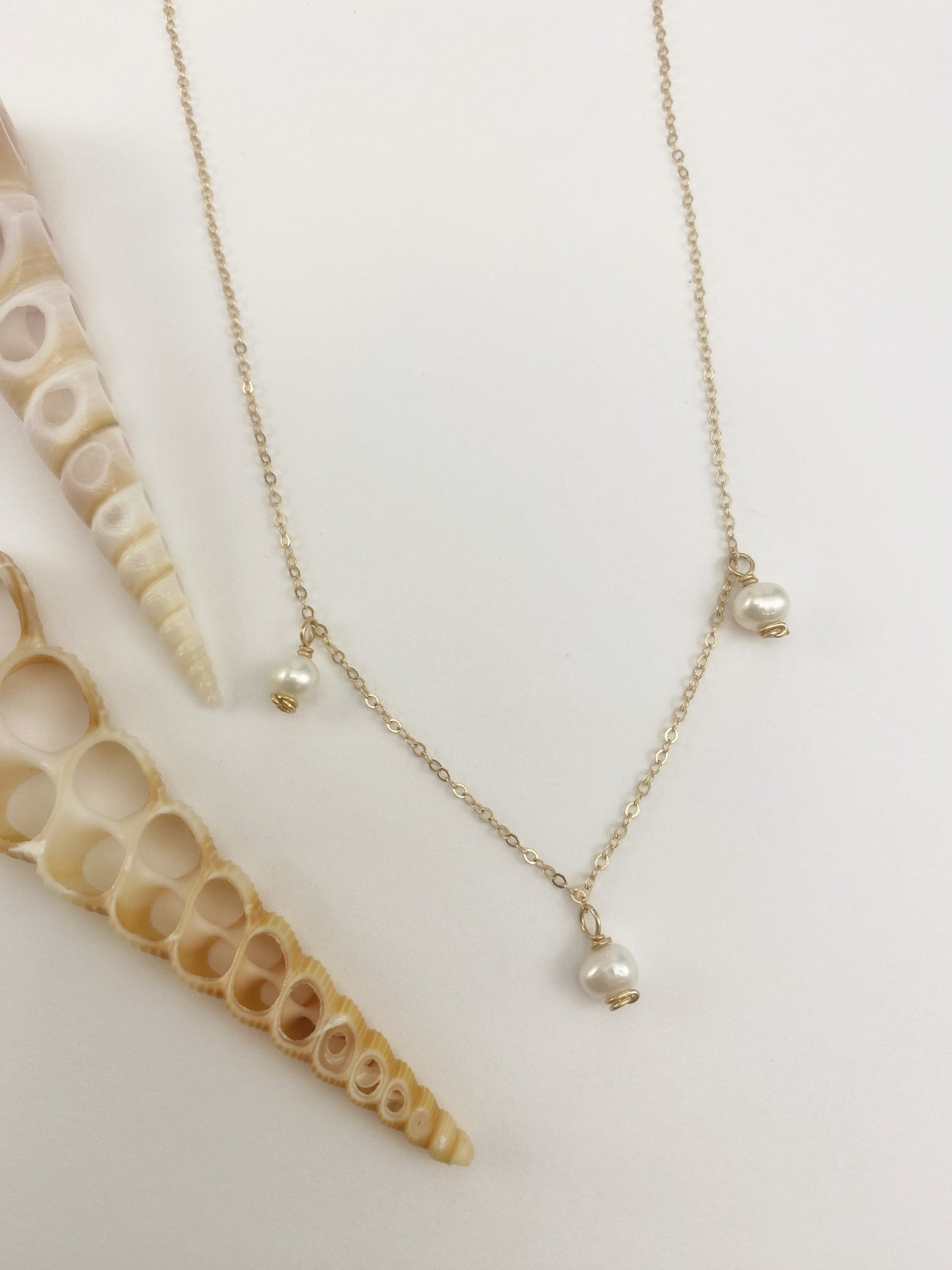 Gold Scalloped Pearl Necklace