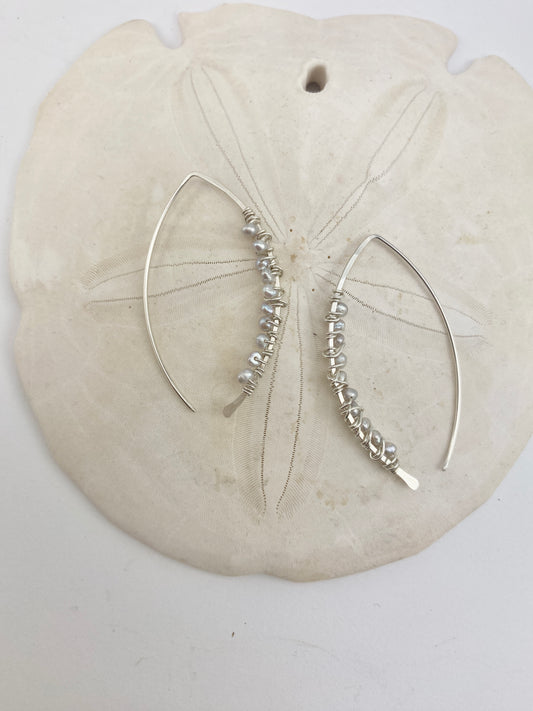 Silver Marquis Threaders Interlaced Silver Pearls