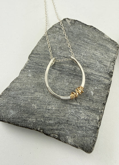 Mixed Metal Horseshoe Necklace