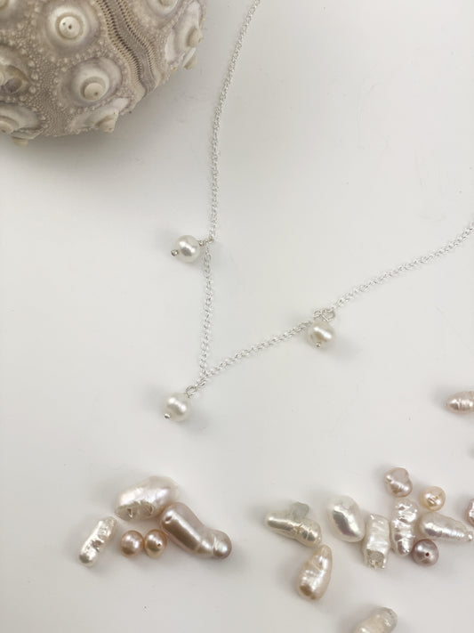 Silver Scalloped Pearl Necklace
