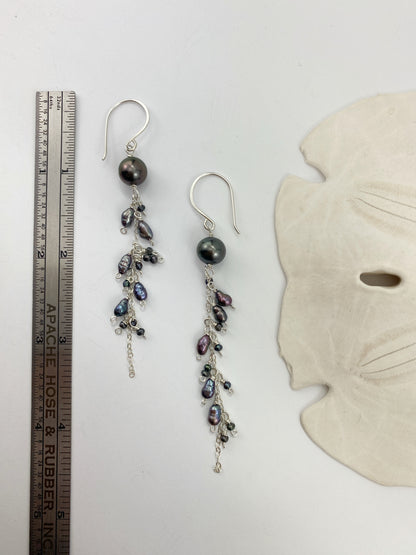 Tahitian & Freshwater Pearl Cluster Earrings