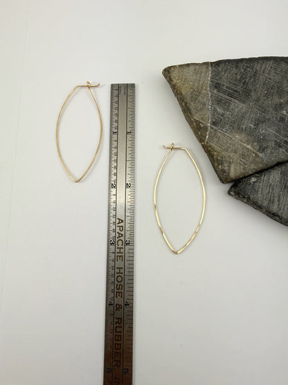 Gold Petal Hoop Earrings | Boho Hoops | Geometric Earrings | Petal Shaped Hoops | 14 K Gold Fill | Handmade Hammered Hoops