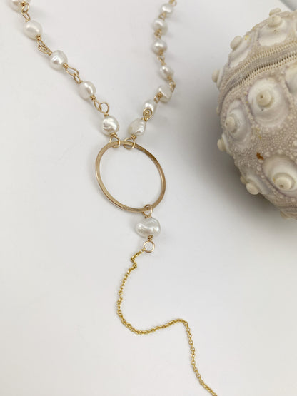 Gold Freshwater Pearl Y-Necklace