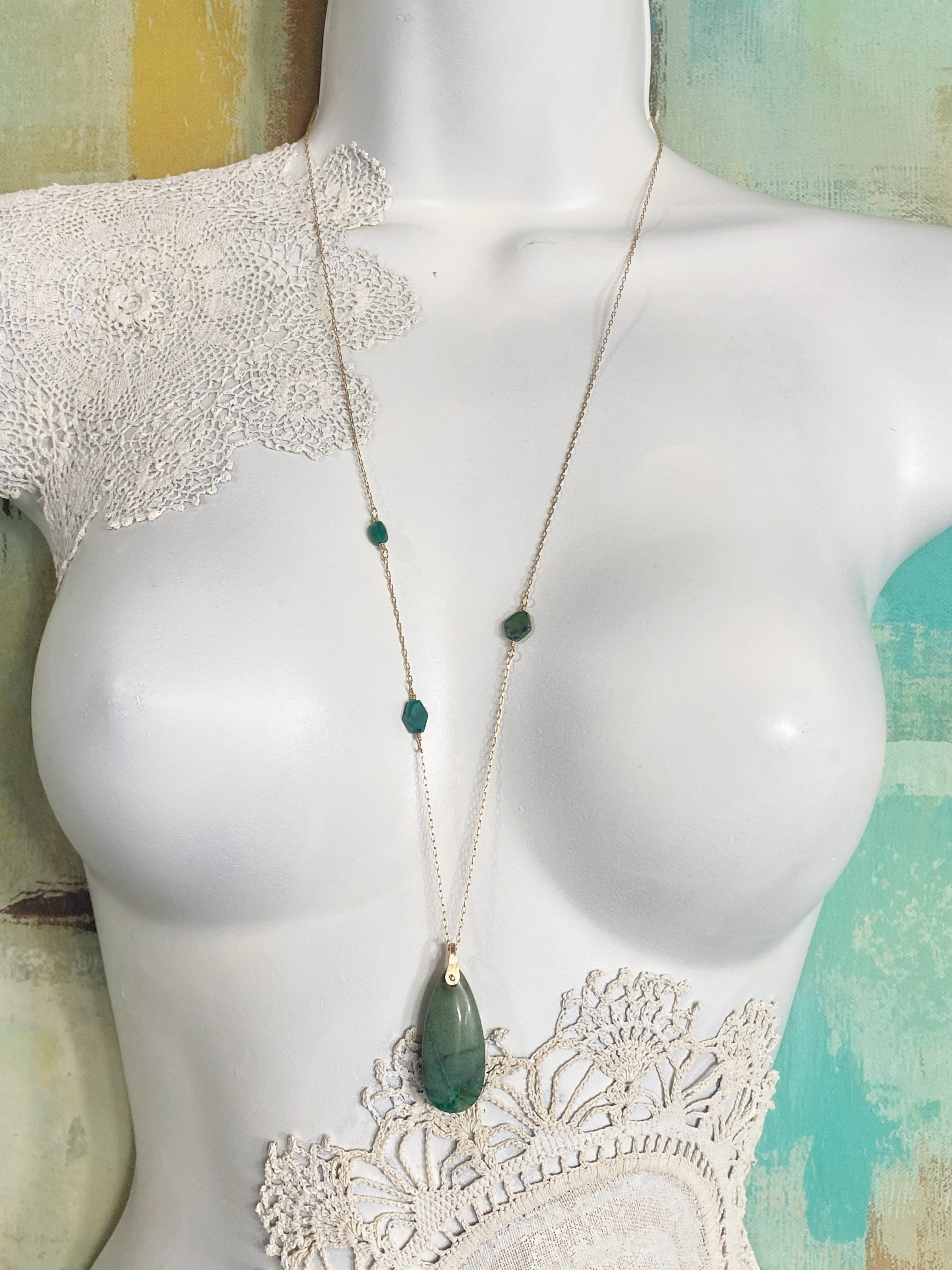 Gold Turquoise Teardrop Necklace