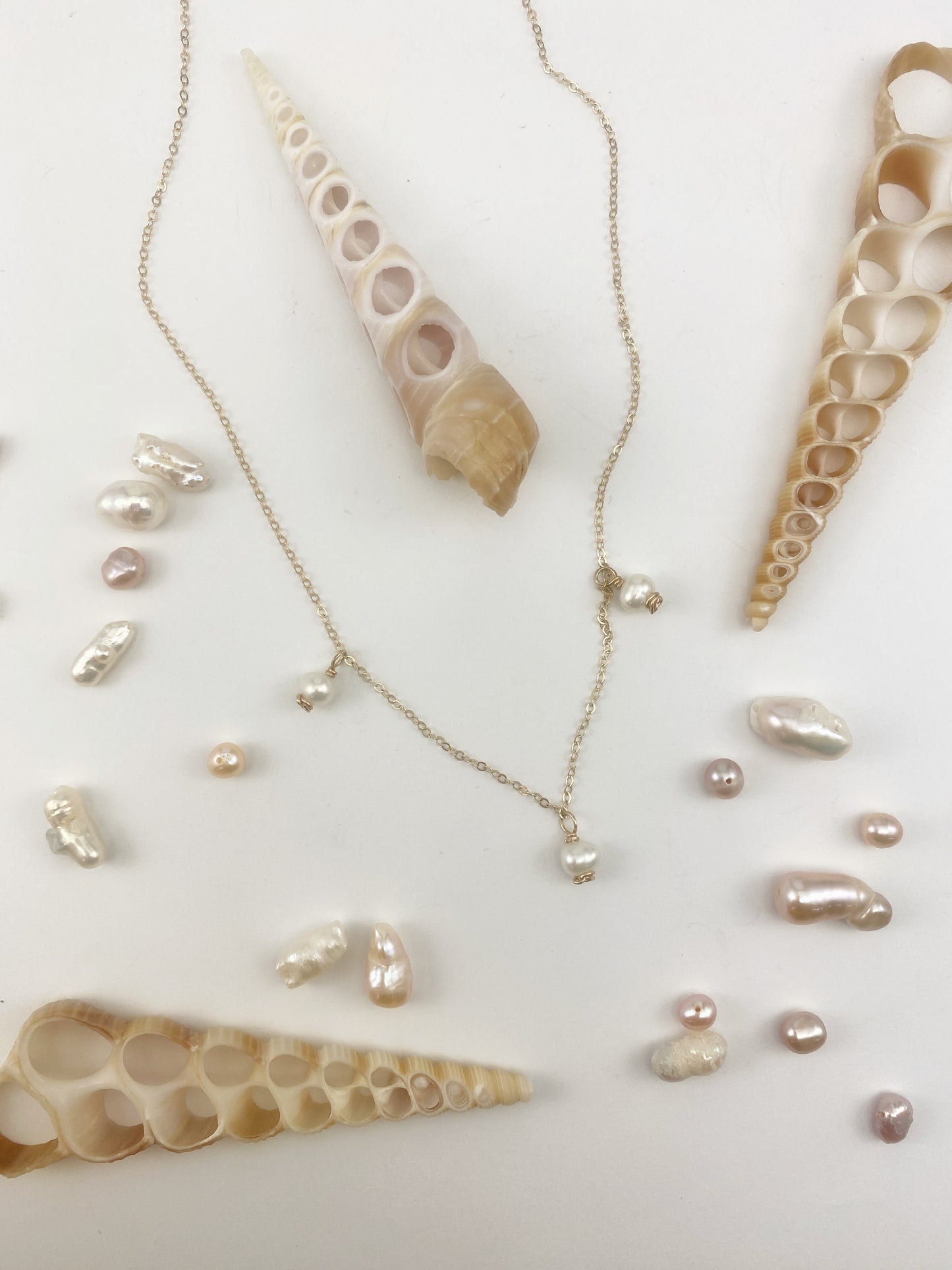 Gold Scalloped Pearl Necklace