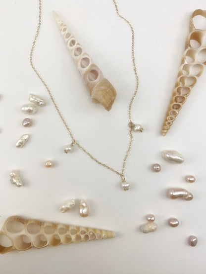 Gold Scalloped Pearl Necklace