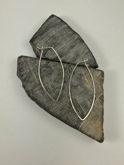 Sterling Silver Petal Hoop Earrings | Boho Hoops | Geometric Earrings | Petal Shaped Hoops | Sterling Silver | Handmade Hammered Hoops