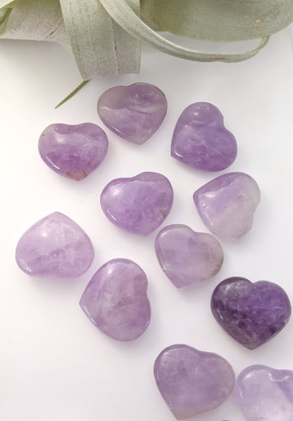 Amethyst Stone Heart| Healing Crystals | Chakra Stones | Worry Stone | Palm Stone | Heart Stone | Crystal Gifts
