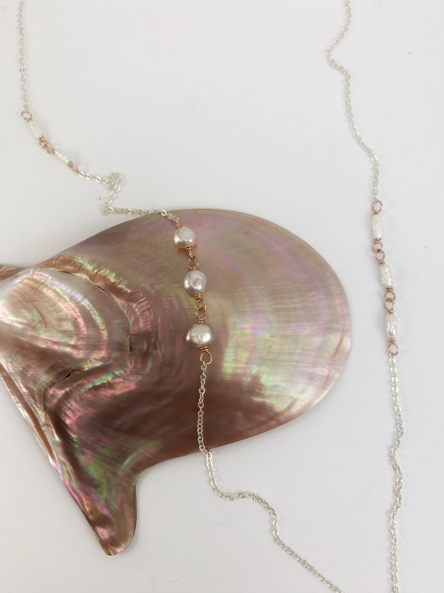 Cherry Blossom Agate Necklace with Freshwater Pearls