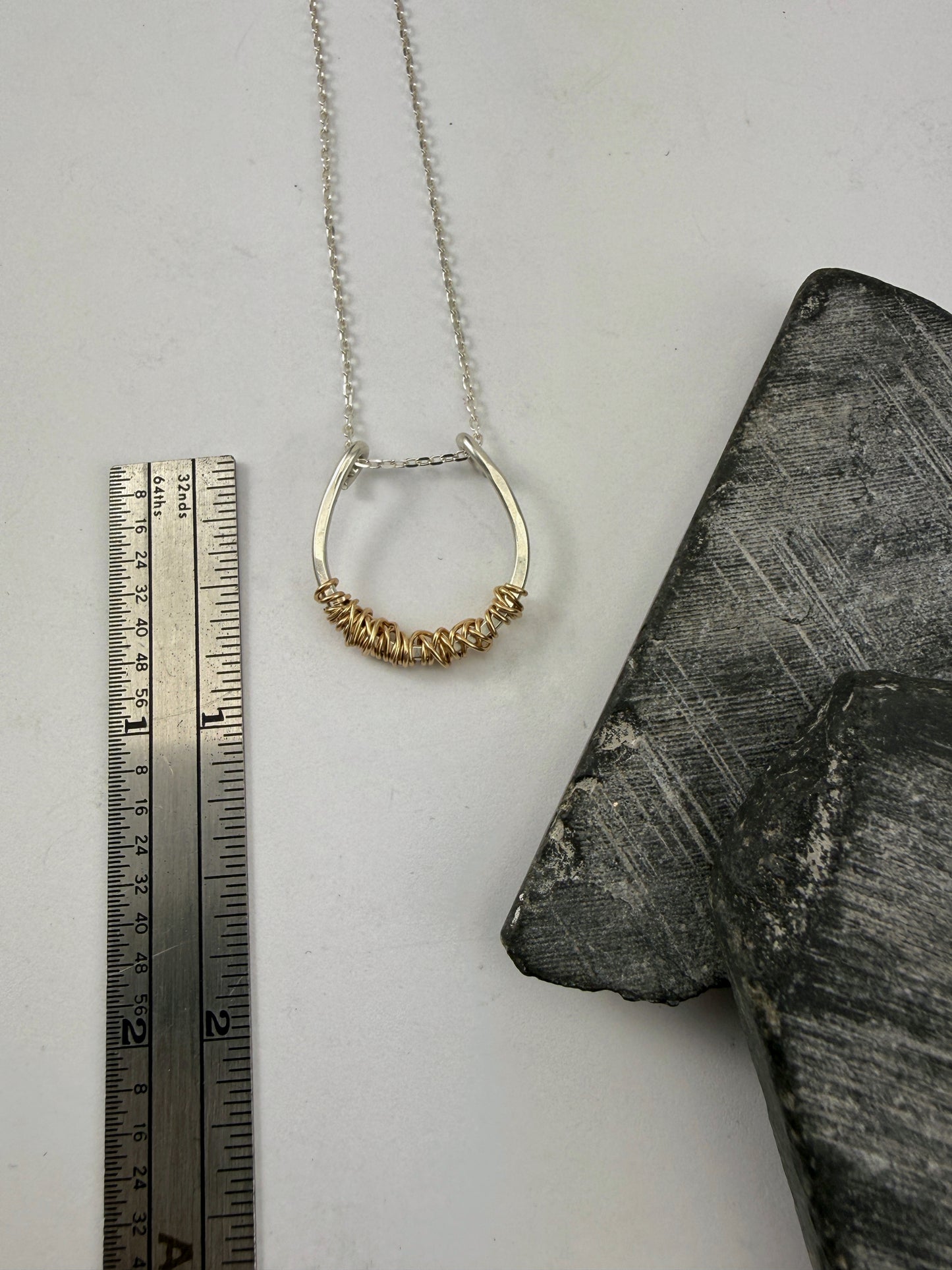 Mixed Metal Horseshoe Necklace