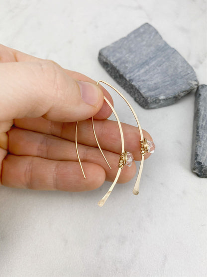 Herkimer Diamond Threader Earrings in Gold