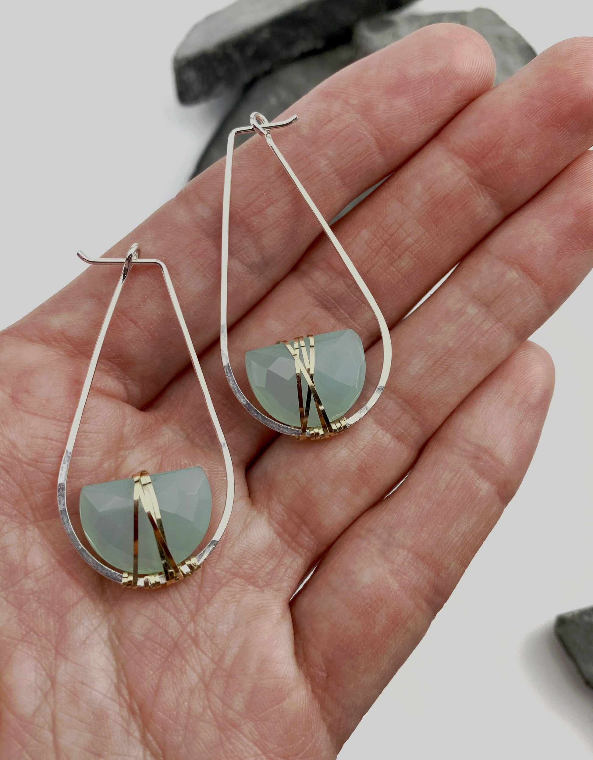 rachel_dawn_designs_chalcedony_teardrop_hoop_earrings_sterling_silver