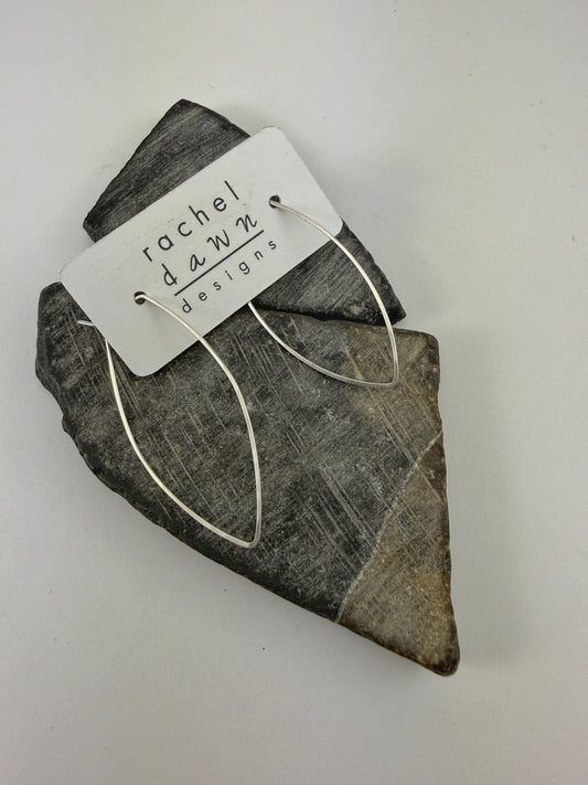 Sterling Silver Petal Hoop Earrings | Boho Hoops | Geometric Earrings | Petal Shaped Hoops | Sterling Silver | Handmade Hammered Hoops