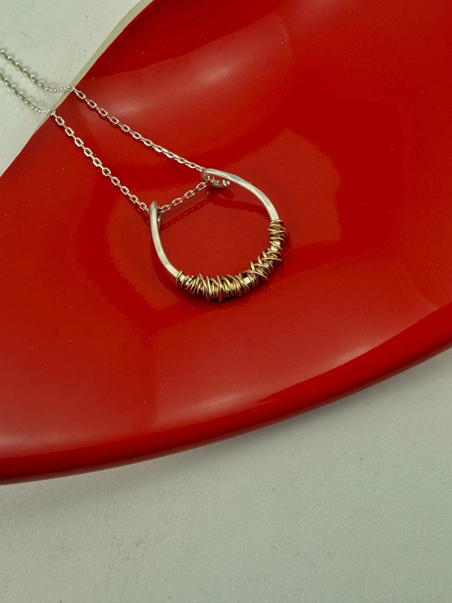 Mixed Metal Horseshoe Necklace