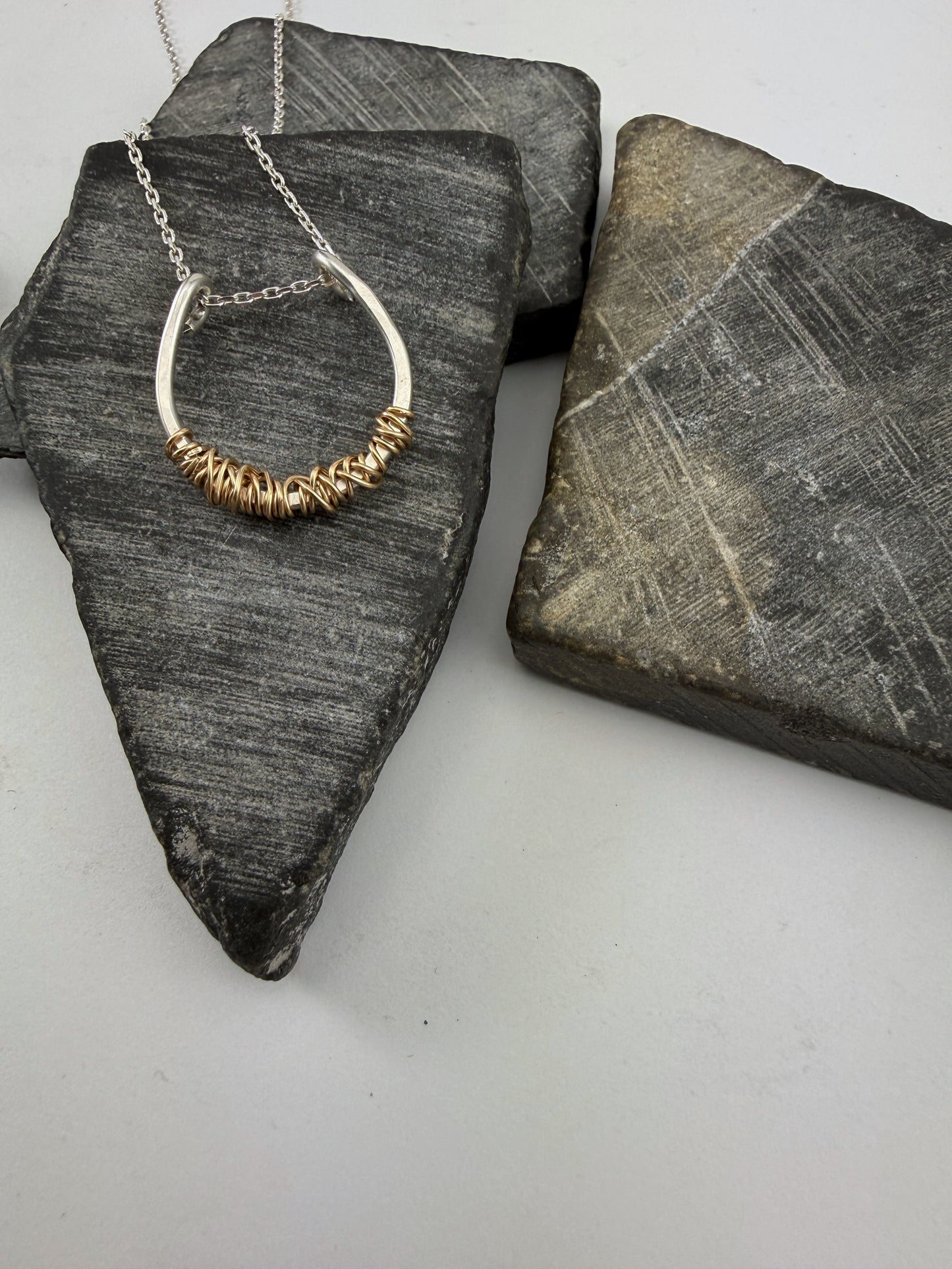 Mixed Metal Horseshoe Necklace