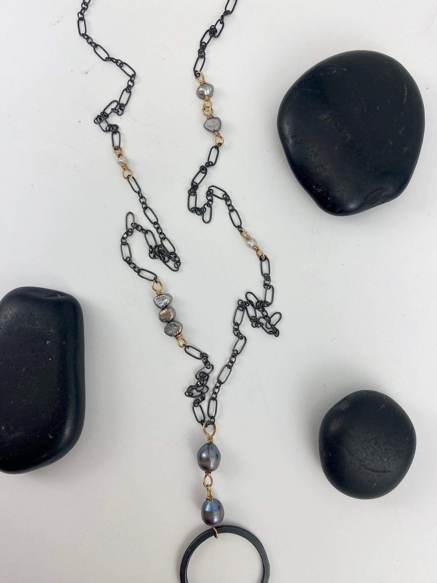 Mixed Metal Tahitian Pearl Fringe Necklace