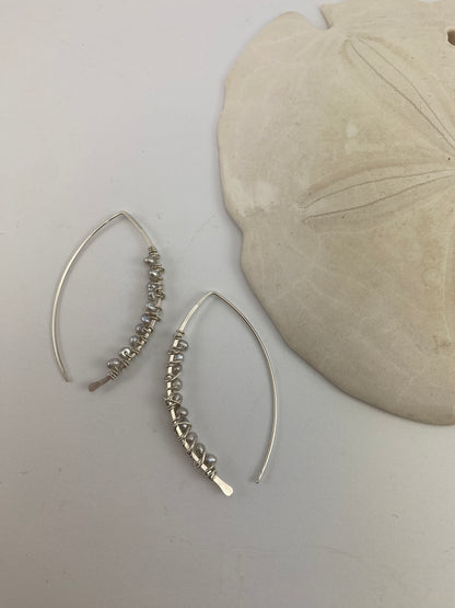Silver Marquis Threaders Interlaced Silver Pearls