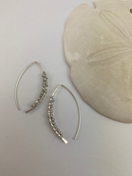Silver Marquis Threaders Interlaced Silver Pearls