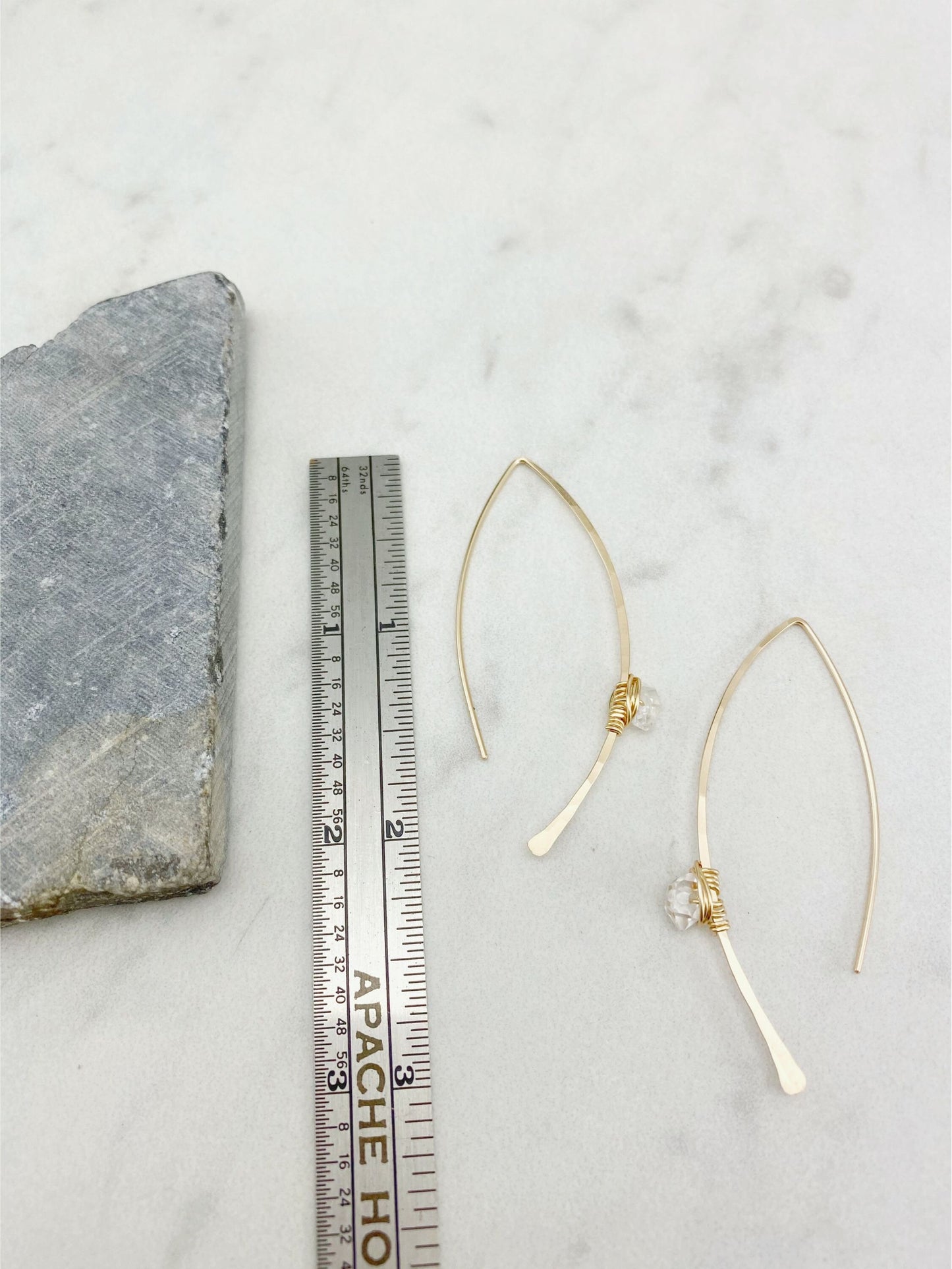 Herkimer Diamond Threader Earrings in Gold