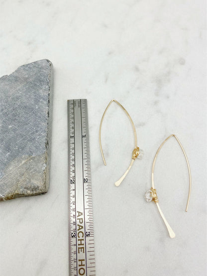 Herkimer Diamond Threader Earrings in Gold