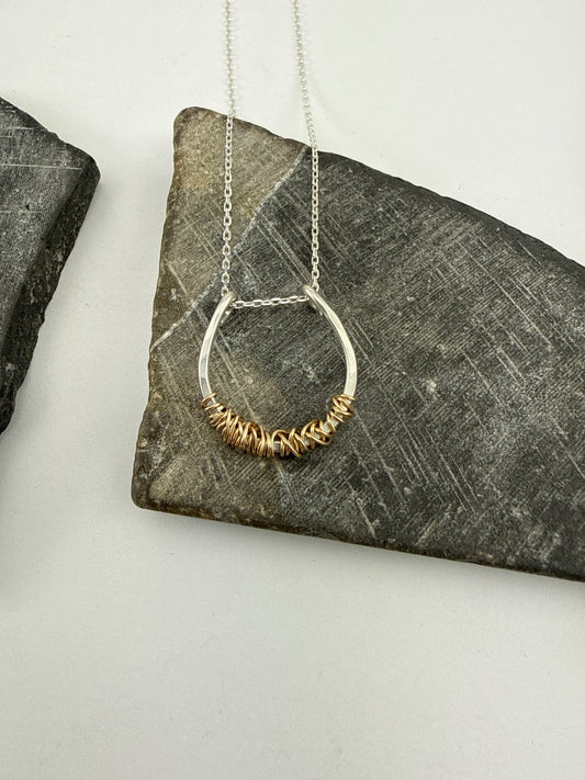 Mixed Metal Horseshoe Necklace