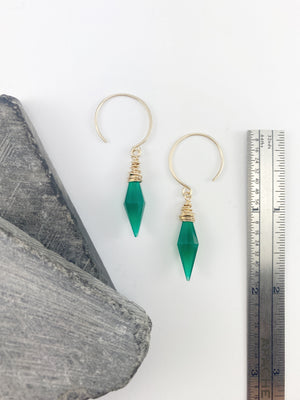 Green Onyx Gold Drop Earrings