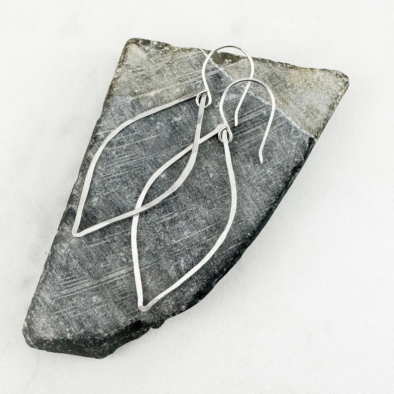 Hammered Silver Leaf Earrings