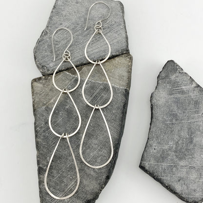 Silver Triple Teardrop Earrings | Waterfall Earrings | Silver Boho Earrings | Sterling Silver
