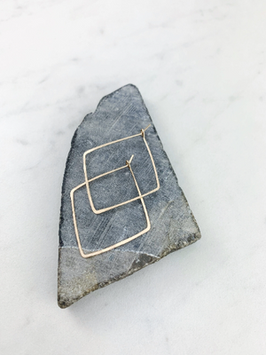 14k Gold Hammered Geometric Diamond Earrings