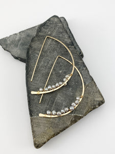 Grey Fresh Water Pearl Half Moon Threaders with 14k Gold Fill