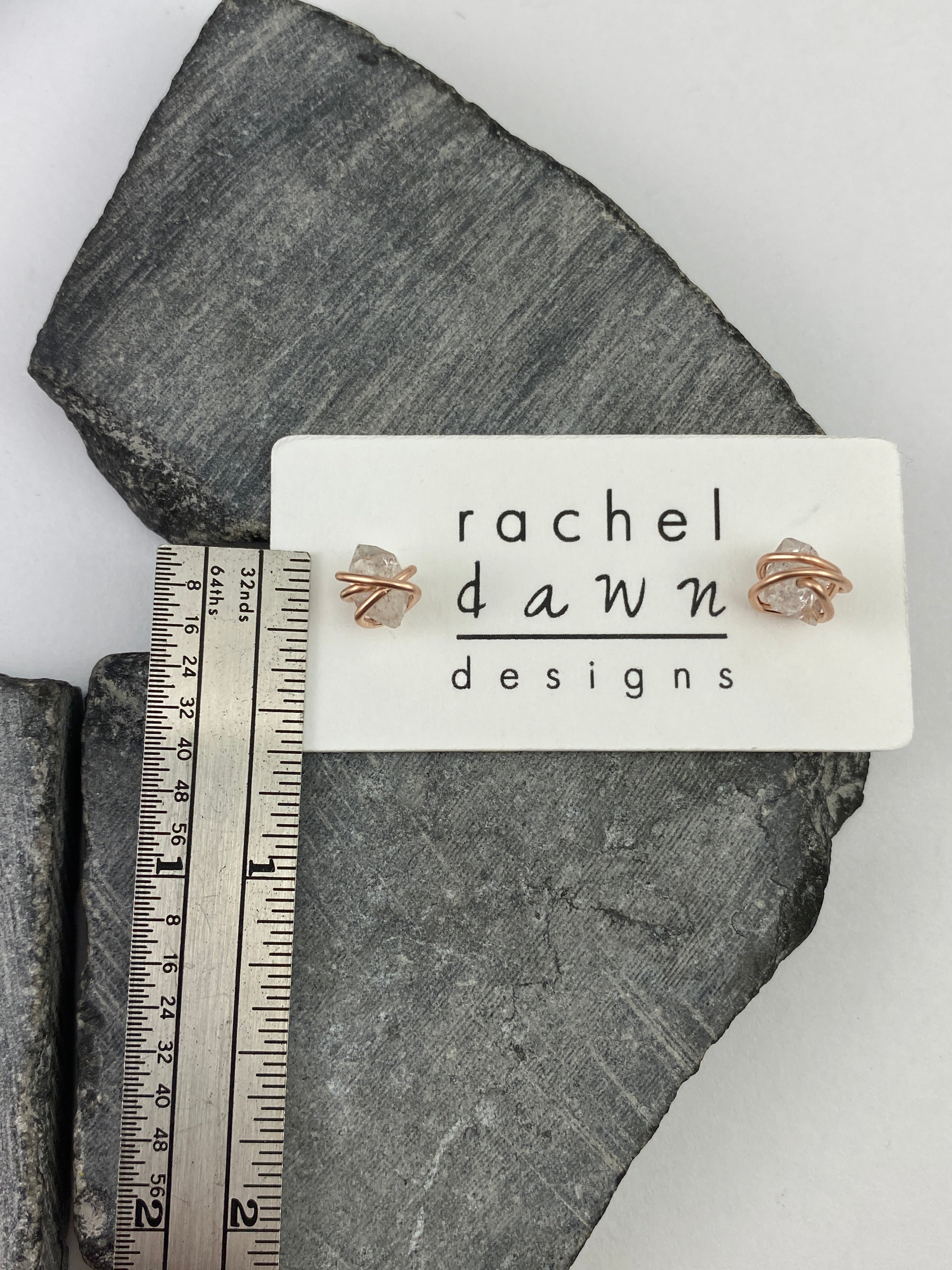 Rachel_dawn_designs_earrings_Studs_Herkimer_Diamond_earrings_rose_gold_wrapped