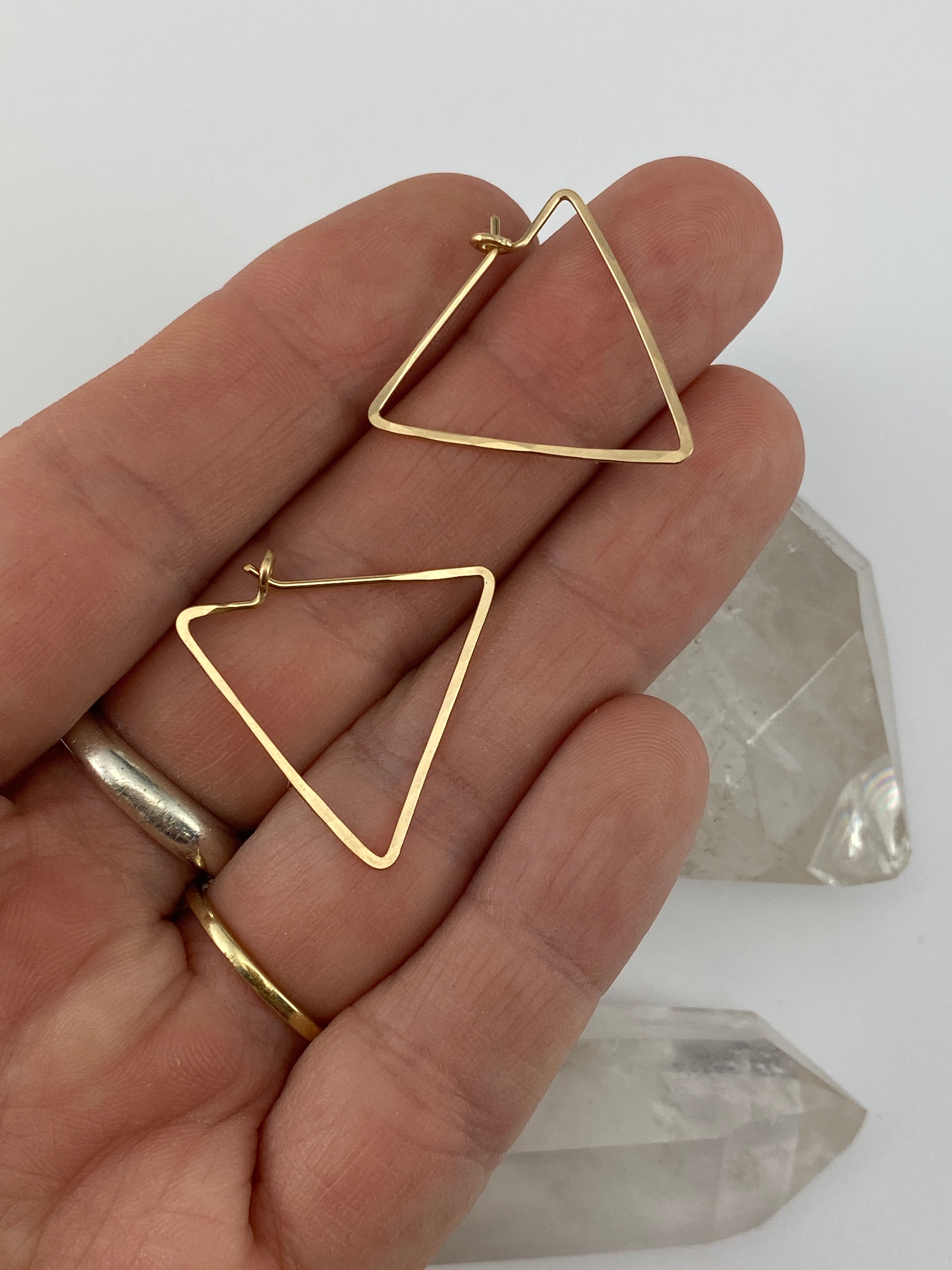 14k Gold Triangle Hoop Earrings