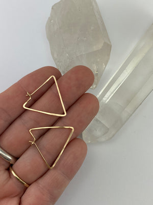 14k Gold Triangle Hoop Earrings