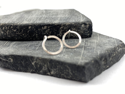 Hammered Silver Circle Stud Earrings | Sterling Silver Posts | Tiny Earrings