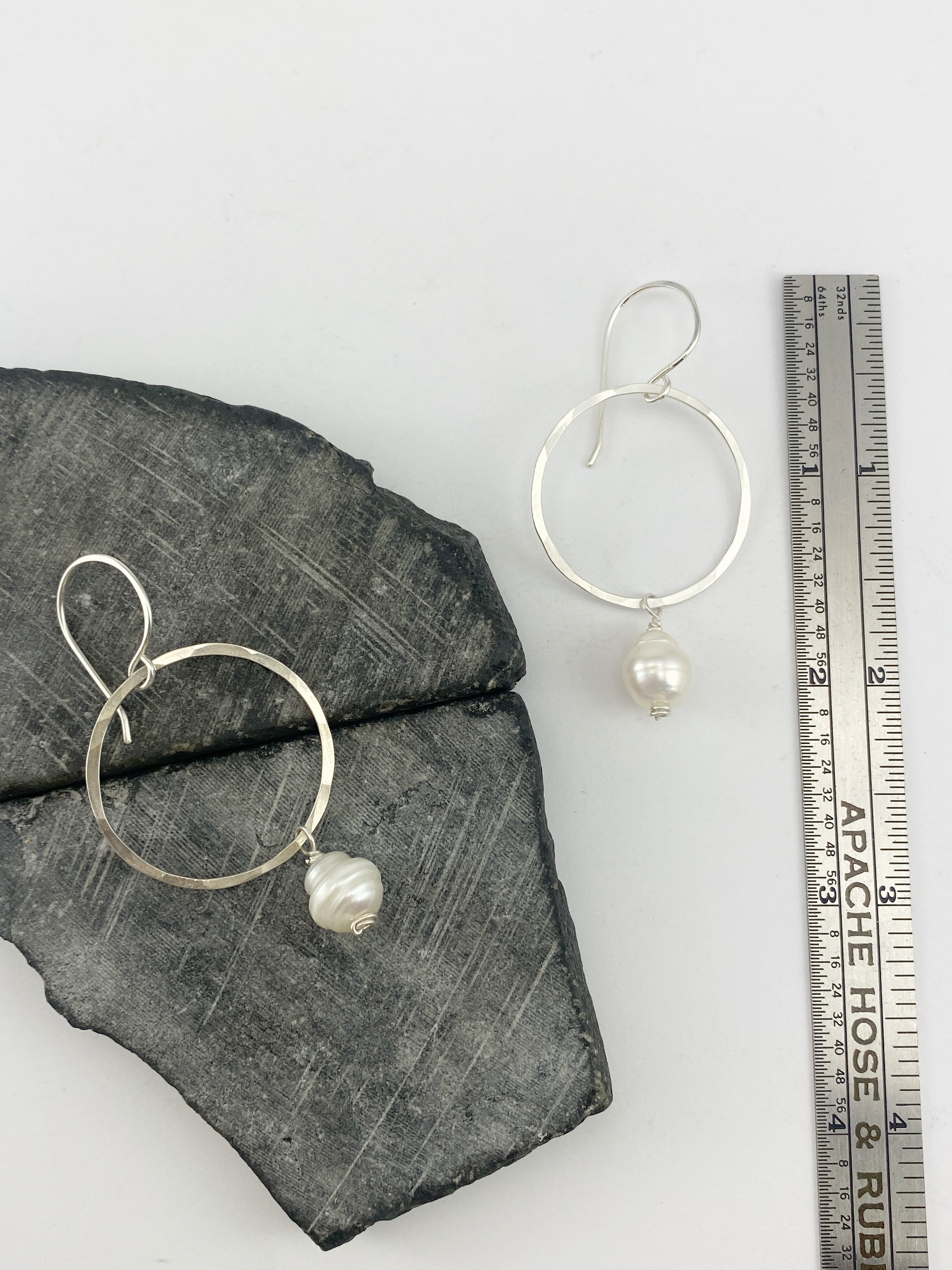 Sterling Silver Pearl Hoop Earrings