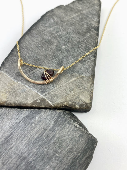 rachel_dawn_designs_gold_garnet_arch_necklace