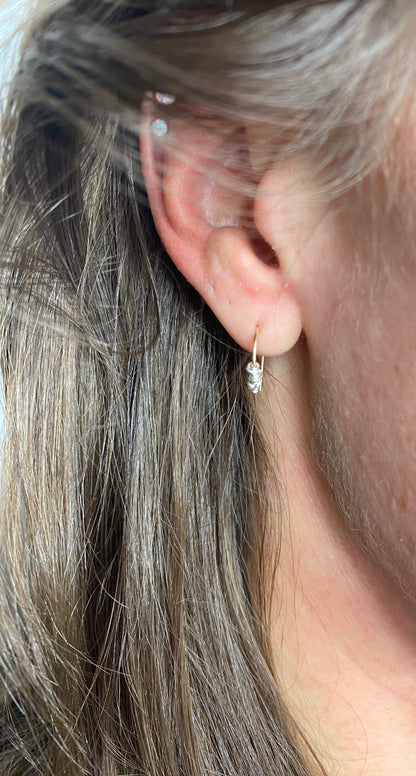 Gold Horseshoe Threader with Silver Wrap | Huggie Hoops | Dainty Earrings | Tiny Earrings | Small Boho Earrings | Mini Earrings | Open Hoop | Horseshoe Earrings