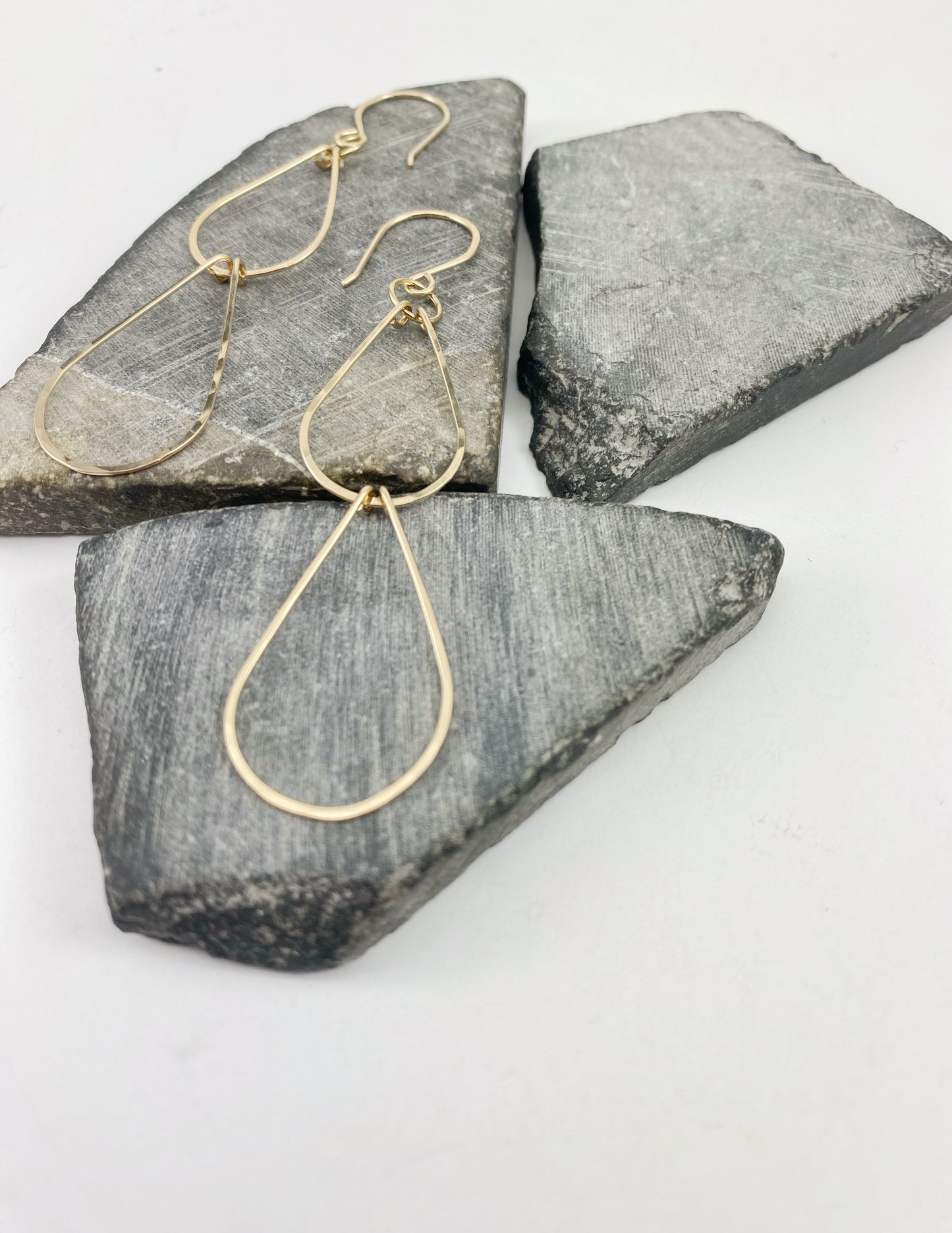 Gold Double Teardrop Earrings | Waterfall Earrings | Gold Boho Earrings | 14 K Gold Fill