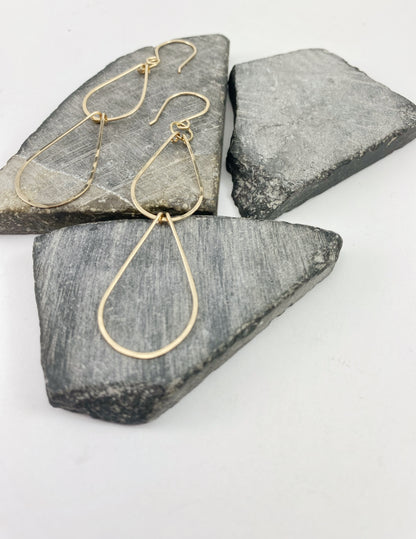 Gold Double Teardrop Earrings | Waterfall Earrings | Gold Boho Earrings | 14 K Gold Fill