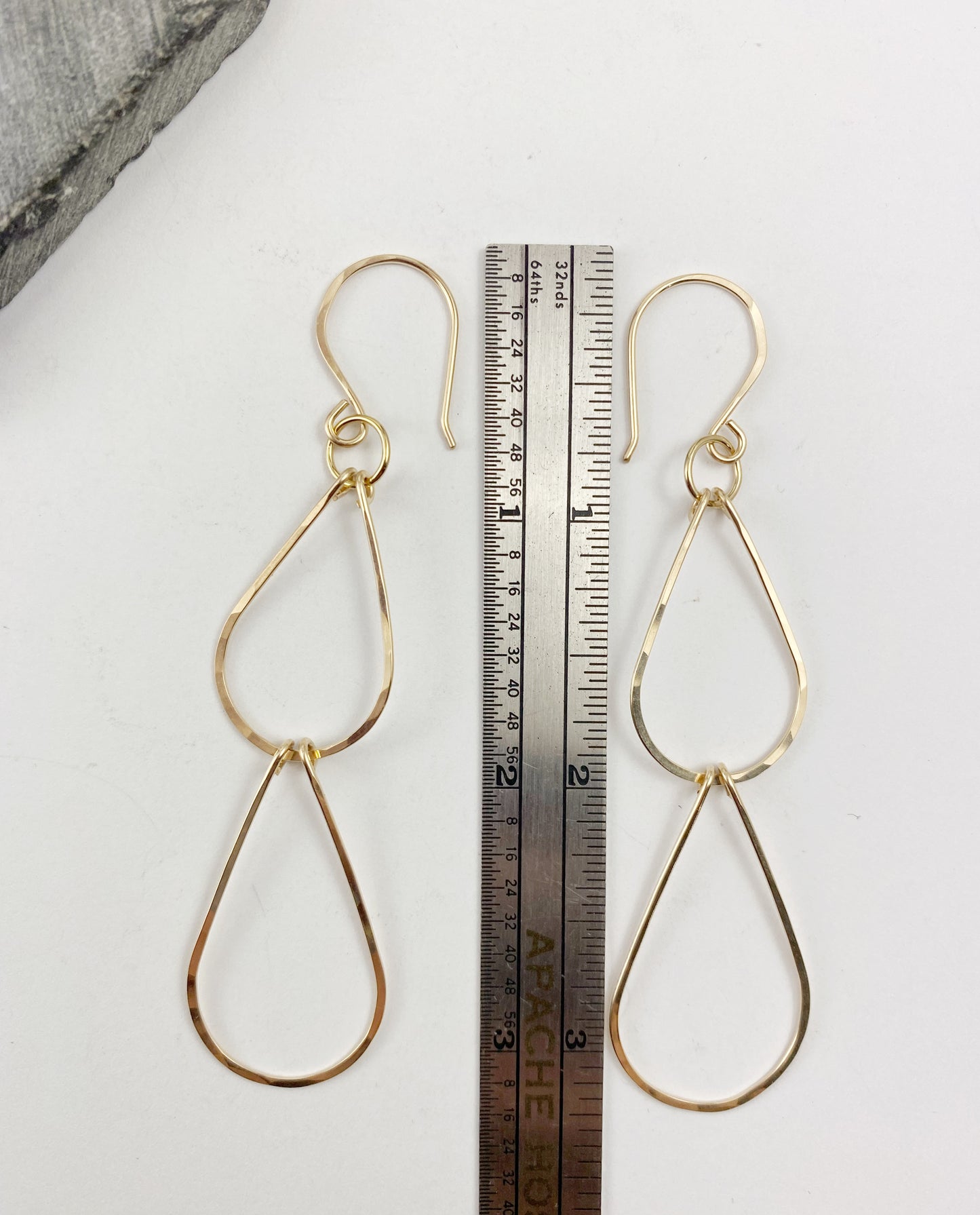 Gold Double Teardrop Earrings | Waterfall Earrings | Gold Boho Earrings | 14 K Gold Fill