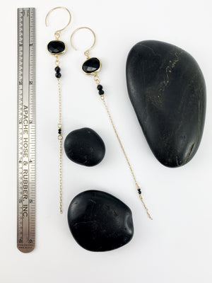 Asymmetrical Onyx Drop Earrings with 14k Gold Fill