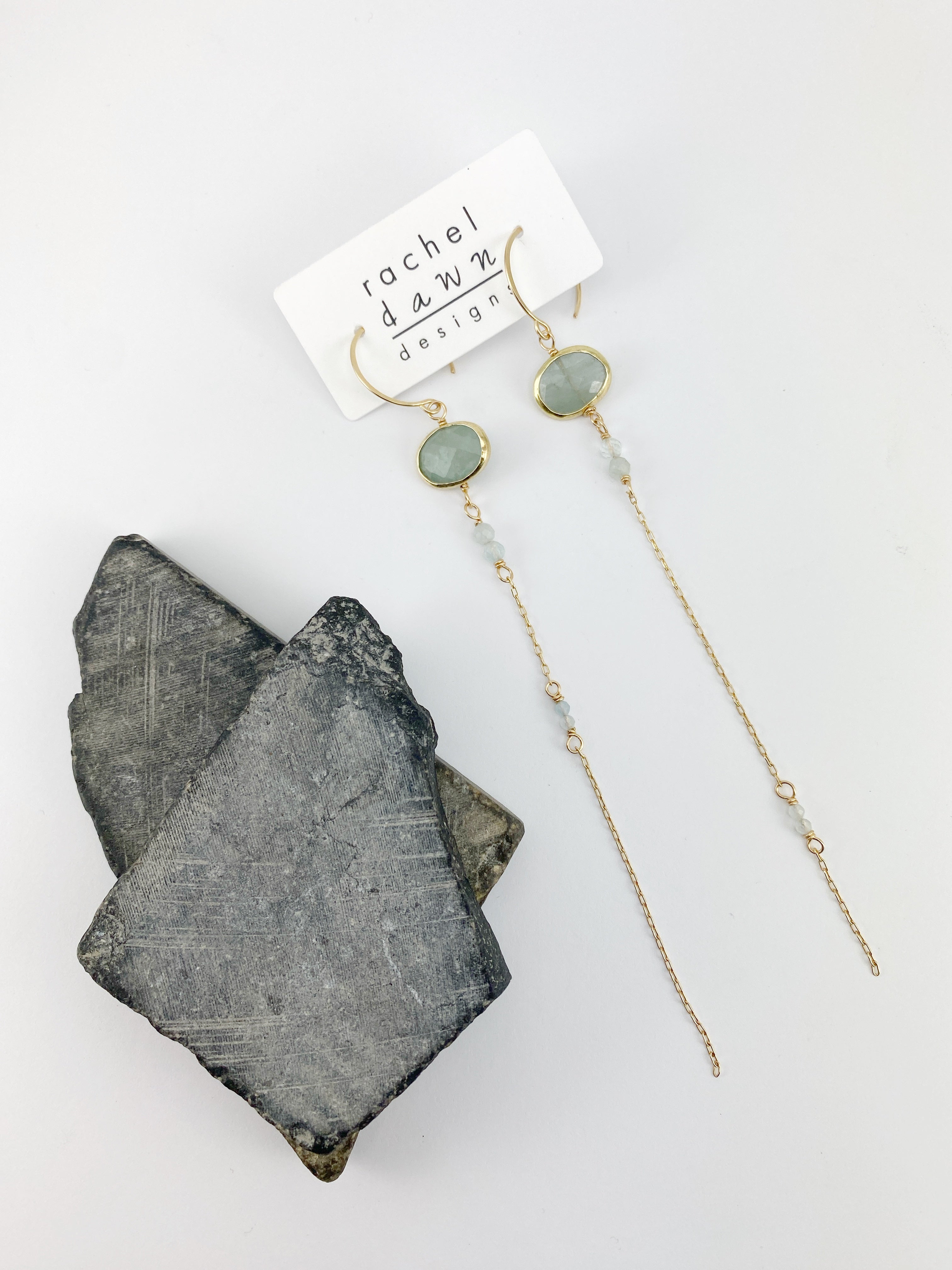 Asymmetrical Aquamarine Drop Earrings with 14k Gold Fill