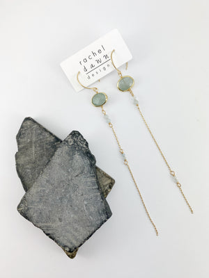 Asymmetrical Aquamarine Drop Earrings with 14k Gold Fill