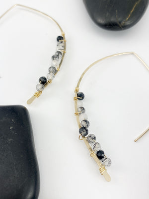 Tourmalated Quartz & Onyx Petal Threader