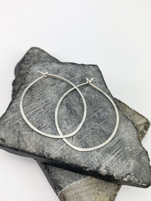 Hand-Forged Sterling Silver Oval Hoops