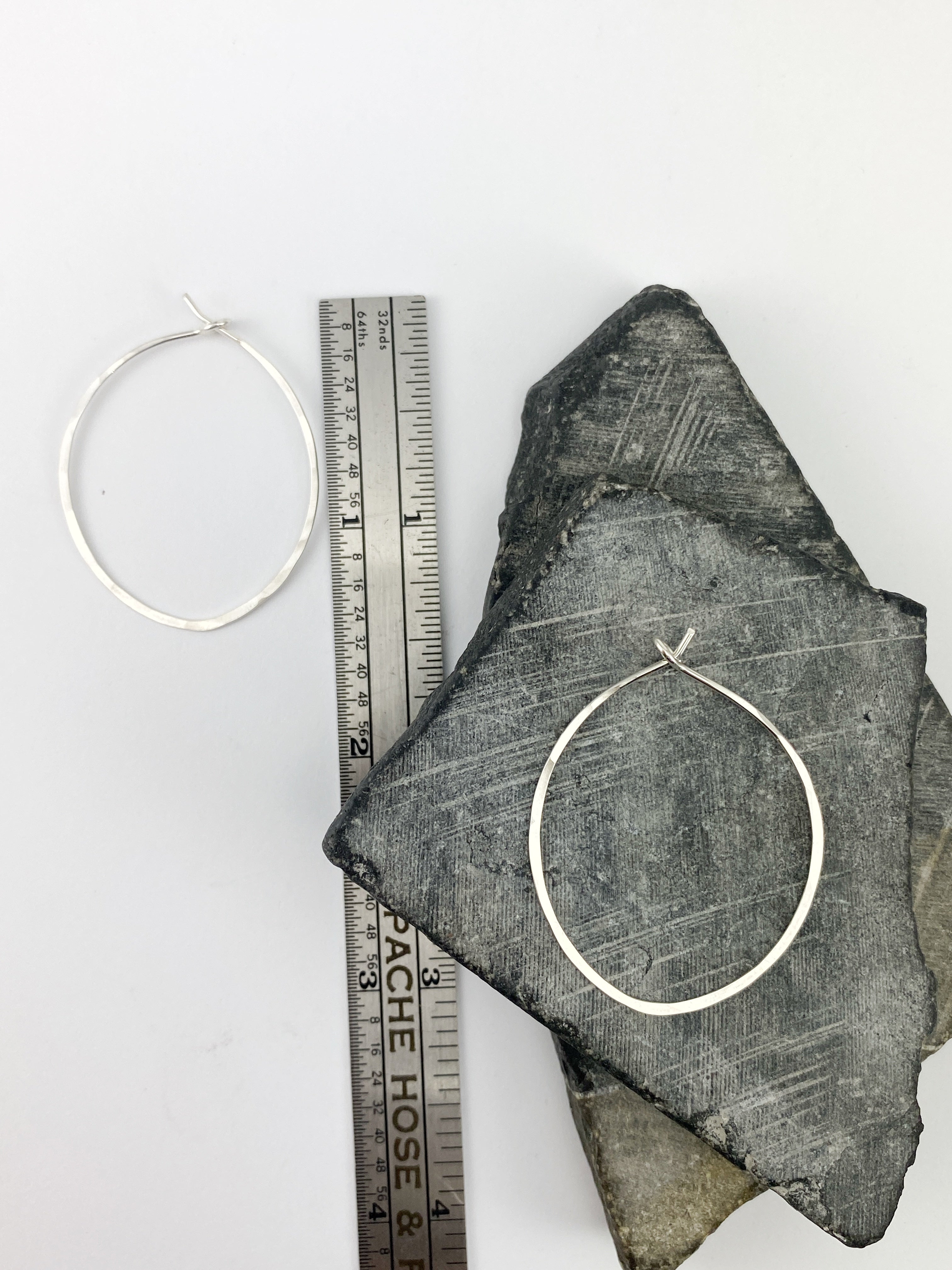 Hand-Forged Sterling Silver Oval Hoops