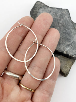 Hand-Forged Sterling Silver Oval Hoops