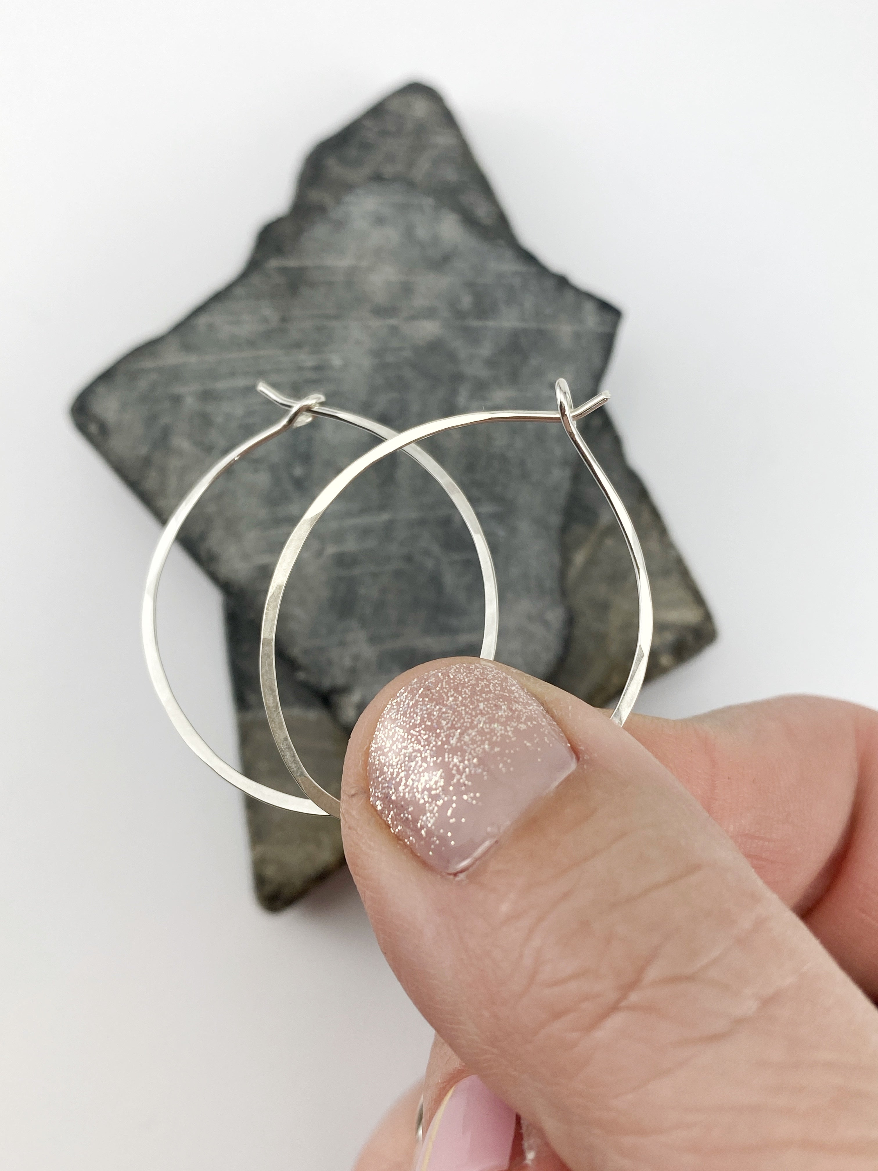 Hand-Forged Sterling Silver Oval Hoops