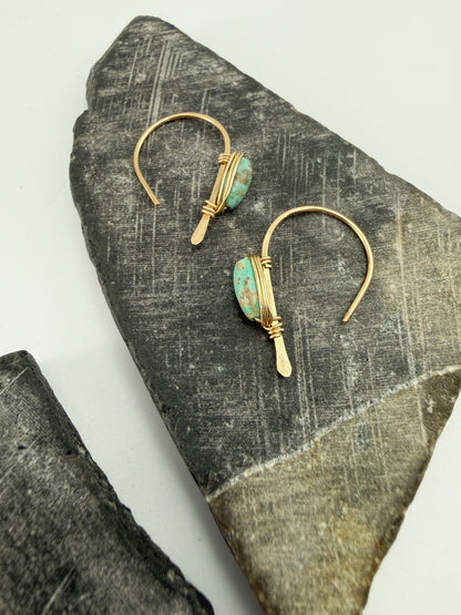 Hand-forged Gold Arch Earrings | Sleeping Beauty Turquoise